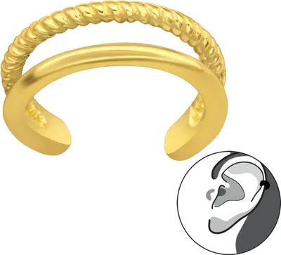 Produktbild von 925 Sterling Silber vergoldete 2-linige Ohrmanschette Ear Cuff Ohrklemme Material - Silber vergoldet