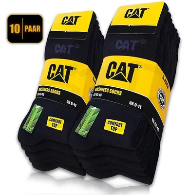 Produktbild von 10 Paar CAT CATERPILLAR BUSINESS Socken Schwarz Größe 35-38 feine Damen Herren Strümpfe ohne Gummi klassische Anzugssocken Komfortspitze Komfortschaft