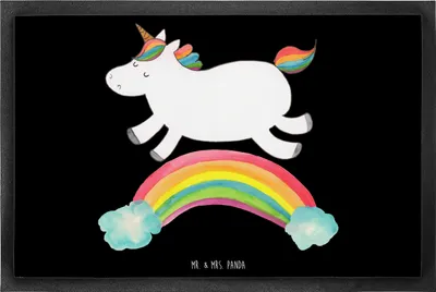 Produktbild von Mr. & Mrs. Panda fußmatte Einhorn Regenbogen 60 x 90 cm - Schwarz - Geschenk, Gummi-Fußmatte, Einhornpower, Erwachsenwerden, Glitzer, Unicorn, Fußabstreifer, Türvorleger