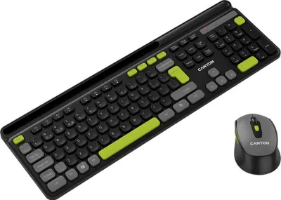 Zdjęcie produktu dla Canyon HSET-W5, Bezprzewodowy, RF Wireless, Przełącznik nożycowy, QWERTY, Czarny, Dołączona myszka