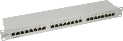 Produktbild von InLine® Patchfeld Cat.5e, 24-fach, 48,26cm (19"), 1HE, lichtgrau, RAL7035