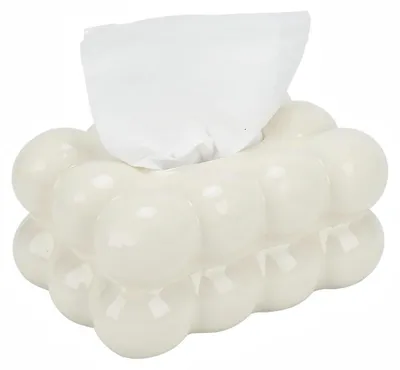 Produktbild von Tuchbox mit Blasenoptik Beige Keramik 18x13x8,5 cm