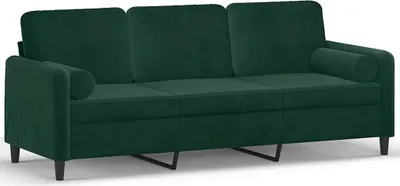 Obrázok produktu pre vidaXL 3-miestna pohovka s ozdobnými vankúšmi tmavozelená 180 cm zamat