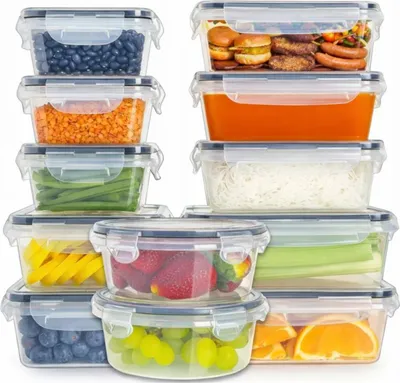 Zdjęcie produktu dla Zestaw 12× lunchbox pojemniki na żywność - szczelne pudełka z pokrywką XXL