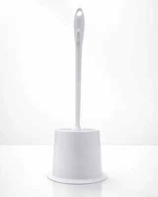 Produktbild von Toilettenbürste mit Halter – WC-Bürste aus robustem Kunststoff, 40 x 13 x 13 cm, platzsparend & pflegeleicht, Farbe:weiß