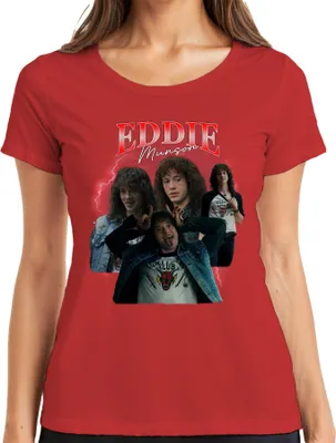Produktbild von Eddie Munson Hellfire Club Stranger Metal Geschenk Vintage Serie 90s Bootleg Damen T-Shirt, Rot, XL