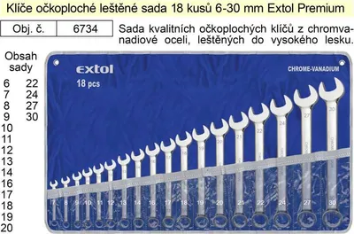 Produktbild von Extol Premium Ringmaulschlüssel (6734) Ringmaulschlüssel, 18-tlg.