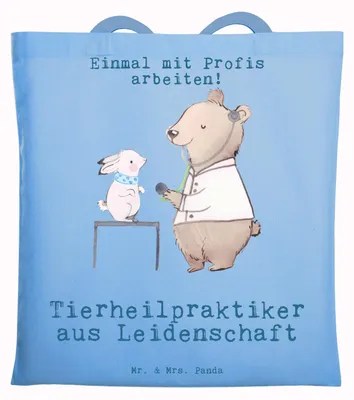 Produktbild von Mr. & Mrs. Panda Tragetasche Tierheilpraktiker Leidenschaft - Sky Blue - Geschenk, Stoffbeutel, Laptoptasche, Einkaufstasche, Tote Bag, Schultasche, Tasche