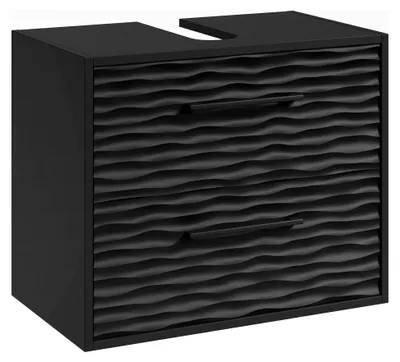 Produktbild von Waschbeckenunterschrank Etna 60 x 35 cm Schwarz Matt - Hängender Badezimmerschrank mit 2 Schubladen und Montagematerial