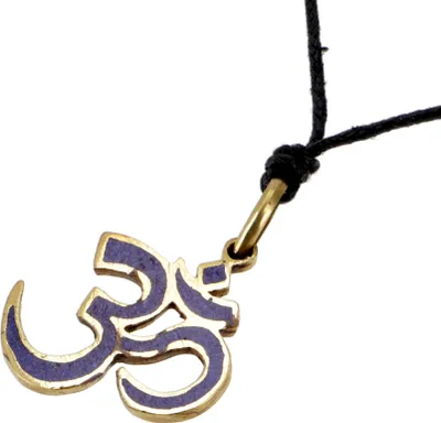 Produktbild von Tibetkette, Nepalschmuck, Amulett mit Spirale, Buddhister Schmuck, Yogaschmuck - Om/Lapislazulit, Gold, Messing, Ketten & Modeschmuck für den Hals