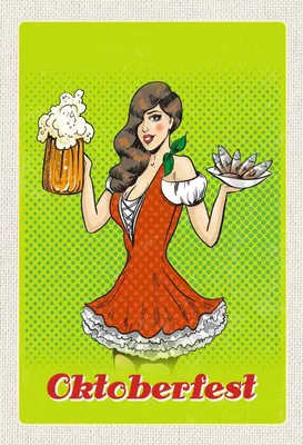 Produktbild von vianmo Holzschild 30x20 cm München  Frau Dirndl Bier