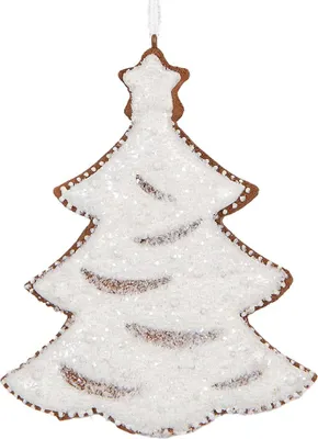 Image de Clayre & Eef Pendentif sapin de Noël 9x1x10 cm Blanc Plastique