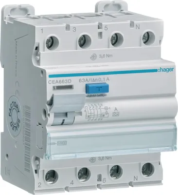 Obrázok produktu pre Istor Hager 4P, 10 kA, 63 A, 100 mA, typ A, 1 ks.