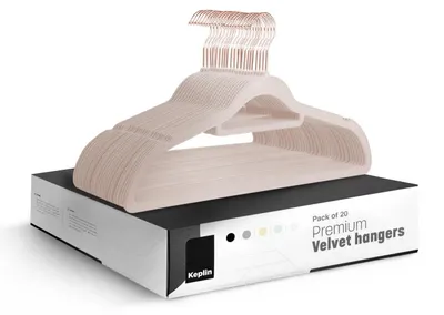 Produktbild von Kleiderbügel Samt, Antirutsch, 45 cm, mit 360-Grad-Haken für die Aufbewahrung