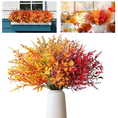 Immagine prodotto di 12 fiori artificiali autunnali - Fiori decorativi finti, adatti sia per interni che per esterni