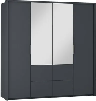 Produktbild von Kleiderschrank WIEDEN , Drehtürenschrank Schrank Schubladen , ( GRAPHIT )