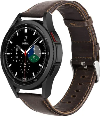 Produktbild von Strap-it Samsung Galaxy Watch 4 Classic 46mm Lederarmband (Dunkelbraun)
