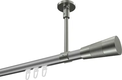 Produktbild von Interdeco Innenlaufstange / Gardinenstange mit Innenlauf Silbergrau / Edelstahl-Optik, Typ Sonette Tanara (Konus Bicolor) Deckenmontage, 20 mm Ø 1-läufig, 420 cm