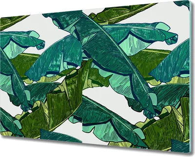 Produktbild von Glas-Herdabdeckplatte Glaskeramikkochfeld-Abdeckung Spritzschutz - 80x52 cm - Bananenblätter Grün