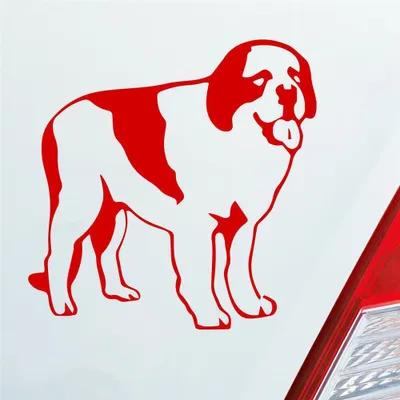 Produktbild von Auto Aufkleber Bernhardiner Dog Tier Hund 10x10 cm Rot Sticker Heckscheibenaufkleber