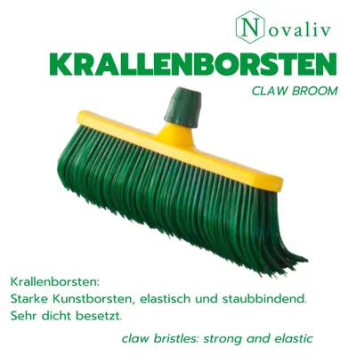 Zdjęcie produktu dla Zestaw szczotek do grabienia Novaliv, 30 cm, z tworzywa sztucznego, z zakrzywionymi włóknami. Szczotka do ogrodu, szczotka do ulic, szczotka do sprzątania, szczotka do liści. (2 wymienne głowice, 40 cm)