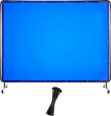 Zdjęcie produktu dla SucceBuy kurtyna spawalnicza 1740x2340 mm, trudnopalny winylowy ekran ochronny z zamykanymi rolkami i ochroną UV do zastosowań warsztatowych i przemysłowych, niebieski