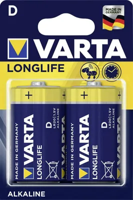 Produktbild von Varta Longlife D 1,5 V Mono Alkaline Batterie LR20 2er Blister 4120