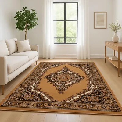 Produktbild von Orient Teppich rot beige grau schwarz klassisch dicht gewebt mit Ornament und Blumenmotiven