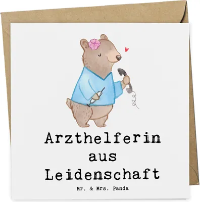 Produktbild von Mr. & Mrs. Panda Grußkarte Arzthelferin Leidenschaft - Weiß - Geschenk, faltkarte, Ausbildung, MFA, Klappkarte, doppelkarte, Arztpraxis, Medizinische Fachangestellte