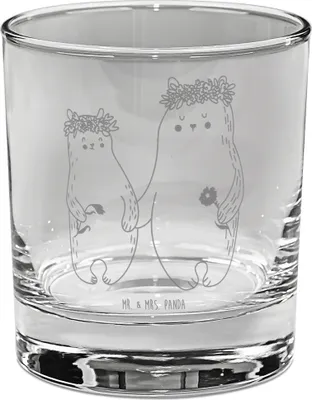 Produktbild von Mr. & Mrs. Panda Cocktailglas Bären mit Blumenkranz - Transparent - Geschenk, Mutter, Glas, Tumbler, Familie, Bruder, Trinkglas, Tochter, für Gin, Mama