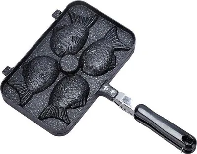 Obrázek produktu pro Hliníková vaflovačka na 4 vafle – s nepřilnavým povrchem – černá – 37,5 × 24 × 4 cm
