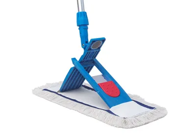 Produktbild von Viovie Premium Wischer Set 40cm | Baumwoll-Wischmopp | 140 cm Alustiel | Magnethalter mit 1 klick System ergonomisch, rückenschonend und effektiv.