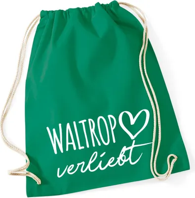Produktbild von Huuraa Turnbeutel Waltrop verliebt 12 Liter Kelly Green Baumwolle Rucksack Geschenkidee
