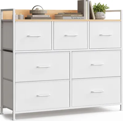 Produktbild von Songmics Kommode Stoffschubladen Metallgestell Industriedesign Wolkenweiss