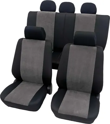 Produktbild von Auto Sitzbezüge Universal Komplett Set 11-teilig - Madagaskar grau, Eco Class mit SAB 1 Vario | Autositzbezüge / Schonbezüge von PETEX