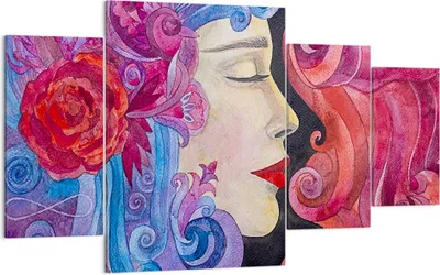 Produktbild von Bild auf Leinwand - Leinwandbild - Frau Abstraktion - 160x90cm - Wand Bild - Wanddeko - Wandbilder - Leinwanddruck - Bilder - Kunstdruck - Wanddekoration - Leinwand bilder - Wandkunst - DL160x90-4005