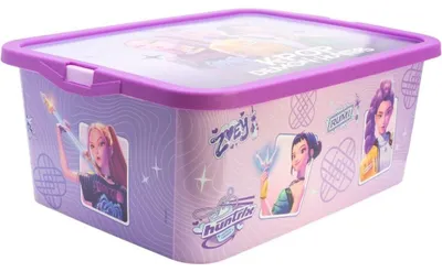 Imagen del producto de STOR Caja de almacenamiento de 13 litros, diseño K-Pop: Lovkyn, color morado