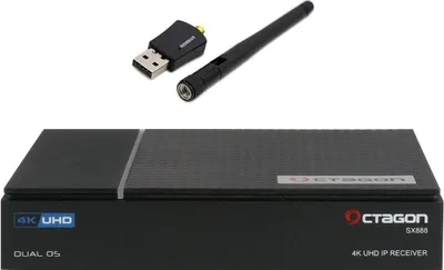 Immagine prodotto di OCTAGON SX888 V2 4K UHD E2 Linux Ricevitore Smart TV + Stick WLAN 600Mbit