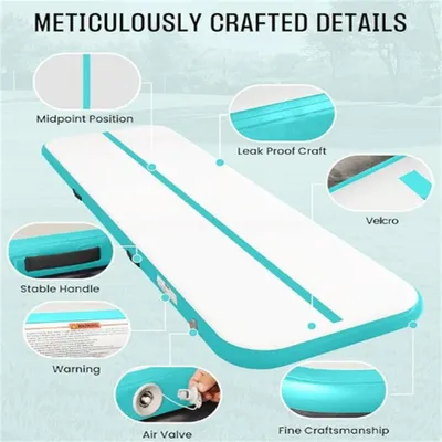 Produktbild von Aufblasbare Turnmatte - Airtrack Gymnastikmatte - Mit Luftpumpe - Für Heimtraining - Für Wassersport - Für Yoga - 400 x 100 x 10 cm