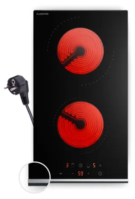 Keramische Kookplaat 30 cm, 2 Zonen, 3000 W, Touch-Slider, Timer