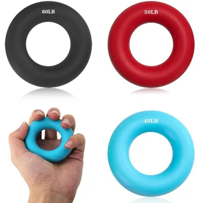 Productafbeelding van 3 Stuks Ring Handgreep Trainer, 60LB/50LB/40LB (Rood, Blauw, Zwart)