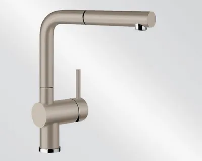 A studio shot of a kitchen faucet.