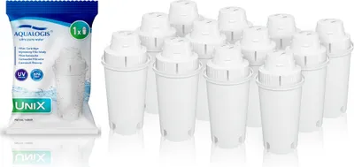 Produktbild von Aqualogis UniX 12-teiliges Filterpatronen-Set - Kompatibel mit Brita Classic, Dafi Classic - Wasserfilter - Wasserfilter für Kühlschränke