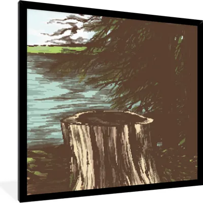 Produktbild von MuchoWow® MuchoWow® Gerahmtes Poster Baum - Meer - Illustration 40x40 cm - Poster mit zchwarzem Bilderrahmen - Mit Rahmen - Wanddekoration Schlafzimmer