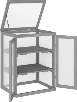 Obrázok produktu pre Skleník 845-136GY, 3-poschodový, záhon na rastliny, z dreva a polykarbonátu, odolný voči poveternostným vplyvom, 58 x 44 x 78 cm - A
