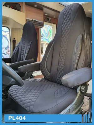 Zdjęcie produktu dla BREMER SEAT COVERS Pokrowce na siedzenia Pilot Pokrowce na siedzenia kompatybilne z kamperem Hymer Ducato Kierowca i pasażer WPL404 Zestaw pokrowców na siedzenia w kolorze czarnym