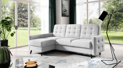 Produktbild von AX LIVING Kleines Ecksofa mit Schlaffunktion Yosmio 225 cm Hellgrau L