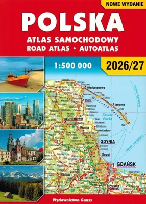 Image de Pologne 1:500 000. Atlas routier. Édition 2025/2026. Gauss