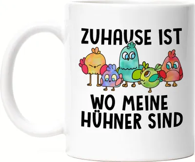 Produktbild von Zuhause Ist Wo Meine Hühner Sind Tasse Huhn-Fans Bauernhof Chicken Hühnerhof Geschenk