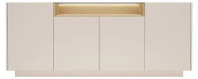 Produktbild von Sideboard 4 Türen und 1 Nische mit LEDs – Beige und helles Natur – ALIVENTO